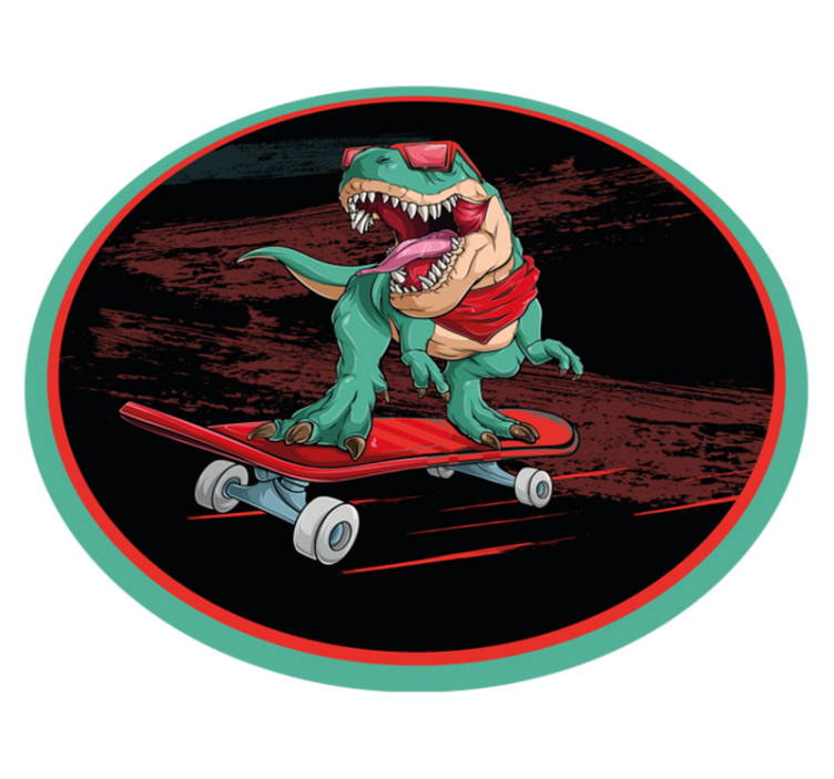 Coole skateboardende dinosaurus vinyl tapijt tiener - TenStickers