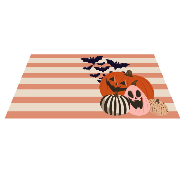 Pompoen trio vinyl tapijt Halloween - TenStickers