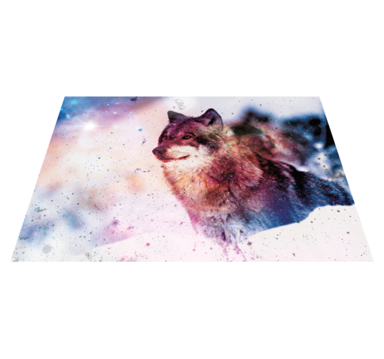 Kosmische wolf afbeelding dieren vinyl tapijt - TenStickers