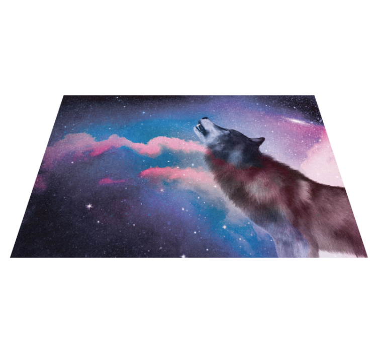 Kosmisch wolvengehuil dieren vinyl tapijt - TenStickers