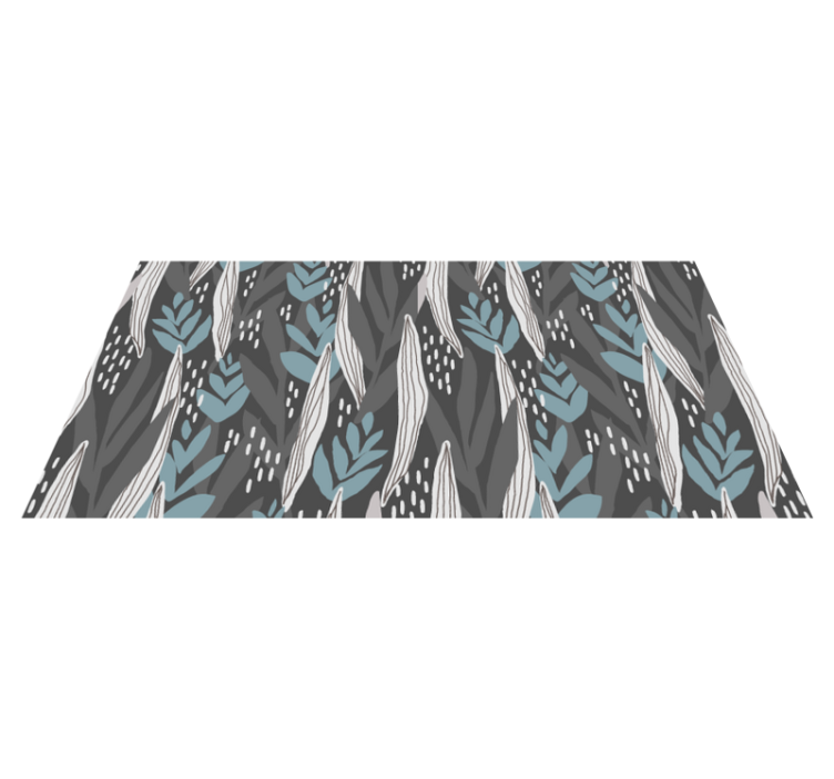 Bladpatronen in aqua vinyl tapijt natuur - TenStickers