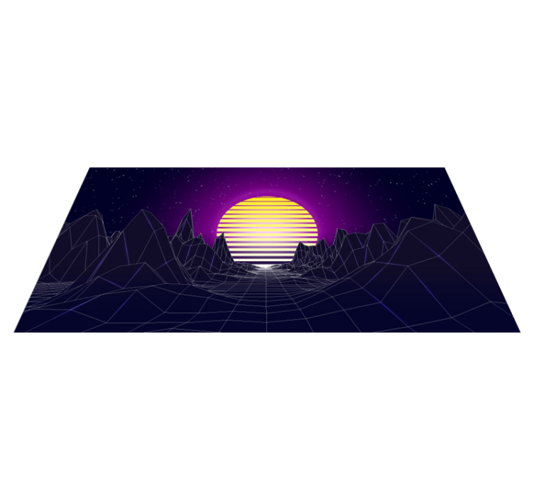 Retro-futuristisch landschap vinyl tapijt modern - TenStickers
