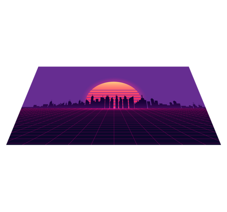 Retro zonsondergangraster vinyl tapijt modern - TenStickers