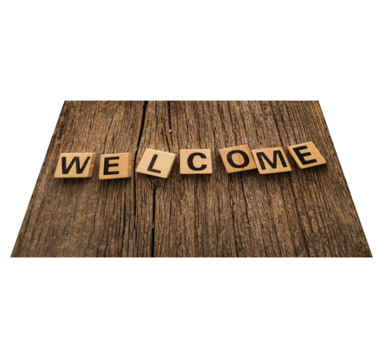 Houten alfabet welkom vinyl tapijt zinnen en teksten - TenStickers
