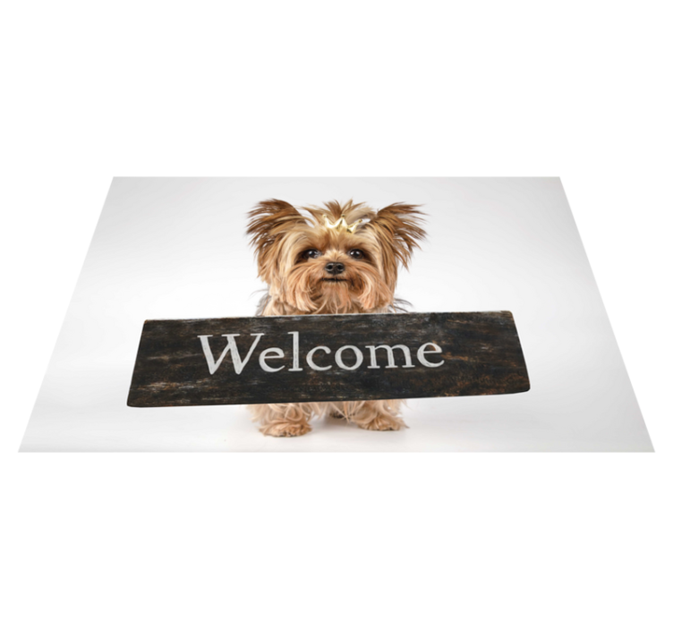 Welkomstbord met hond vinyl tapijt  - TenStickers