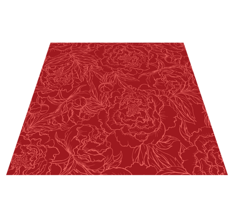 Rood bloemmotief vinyl tapijt bloemen en planten - TenStickers
