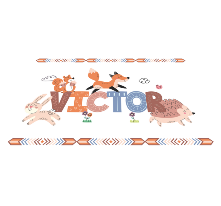 Aanpasbare beestjes vinyl tapijt met naam - TenStickers