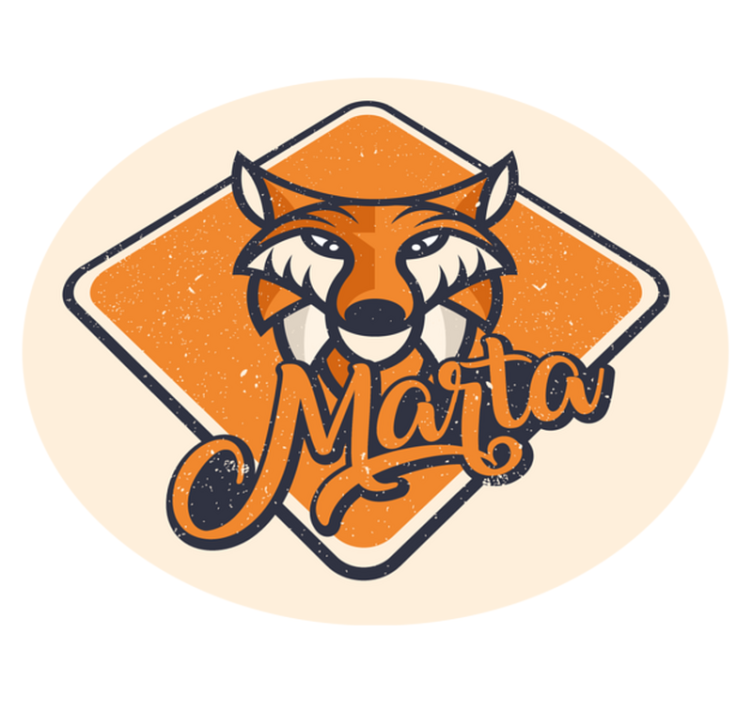 Aanpasbare slimme vos vinyl tapijt met naam - TenStickers