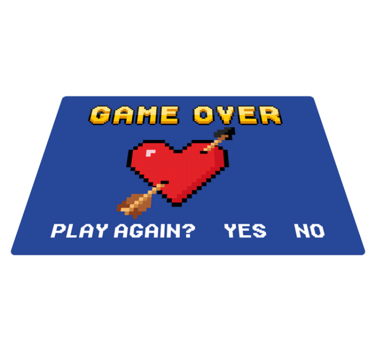Pixeltjes hart Game Over tekst vinyl tapijt - TenStickers