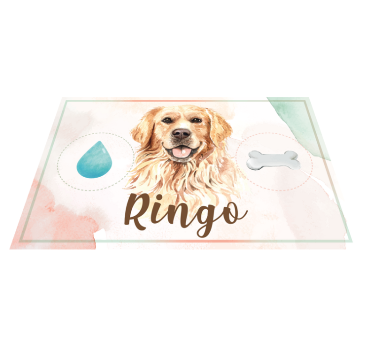 Vinyl vloerkleed golden retriever water en voer - TenStickers
