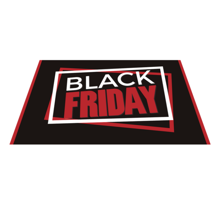 Black Friday zwart vinyl tapijt met wit en rood - TenStickers