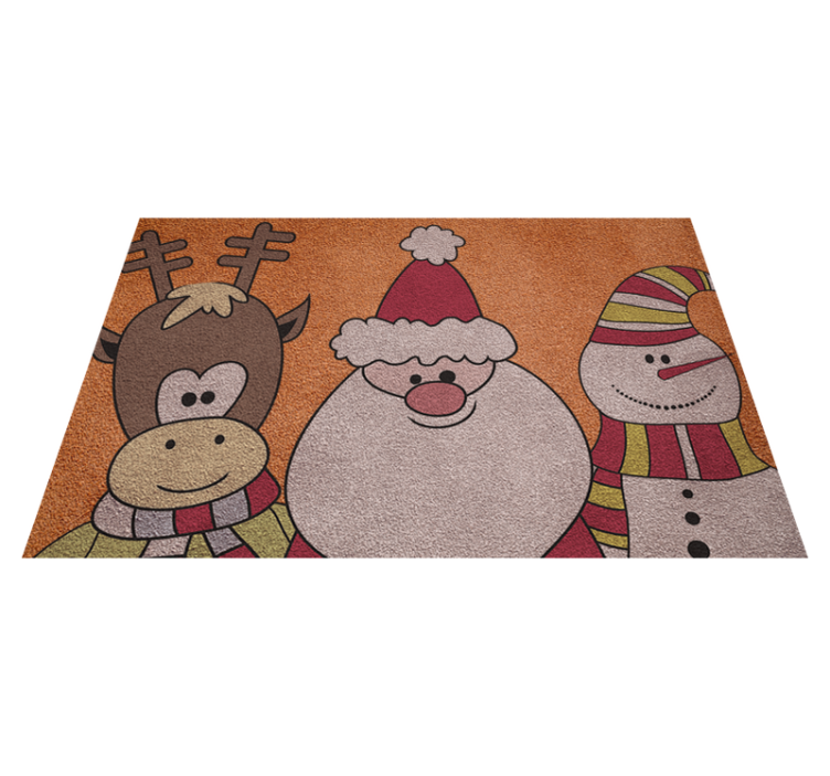 Kerstman sneeuwpop rendier kerst vinyl tapijt - TenStickers