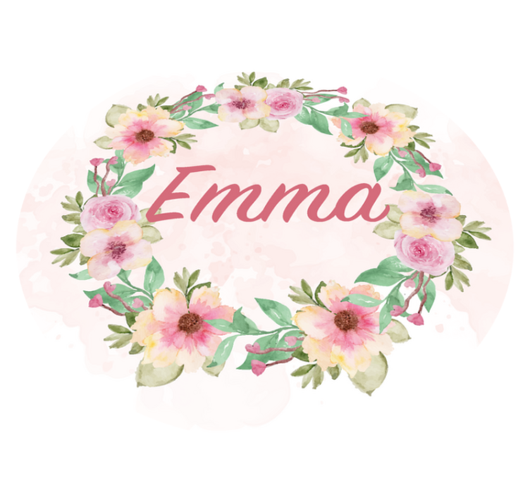 Kroon van bloemen Vinyl vloerbedekking met naam - TenStickers