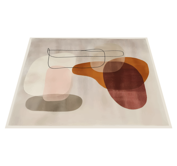 Abstracte vormen vinyl tapijt beige - TenStickers