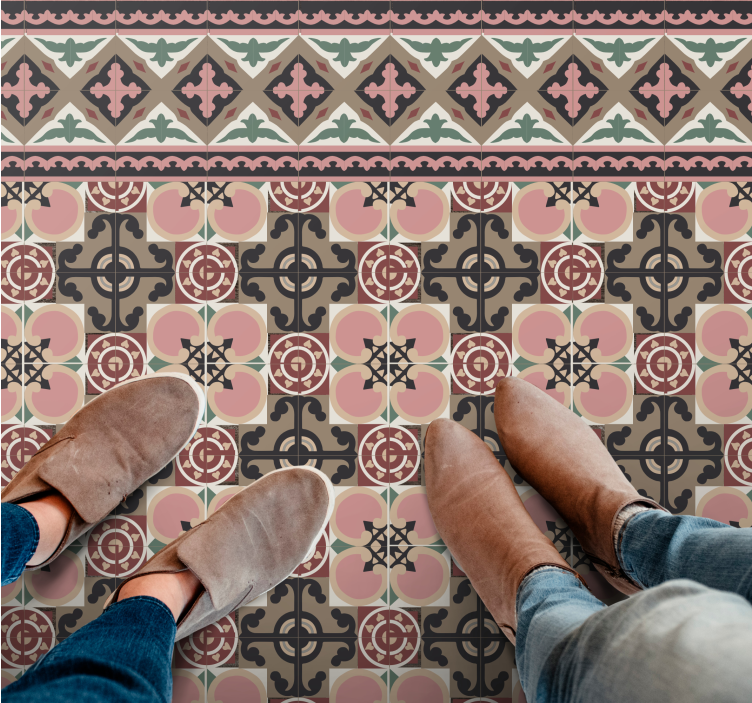 Retro botanisch motief vinyl vloerkleed keuken - TenStickers