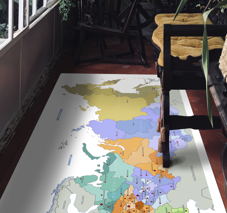 Russische regio's vinyl tapijt wereldkaart - TenStickers