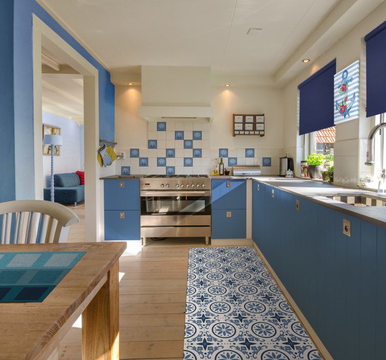 Blauw nautisch patroon vinyl tapijt tegels - TenStickers