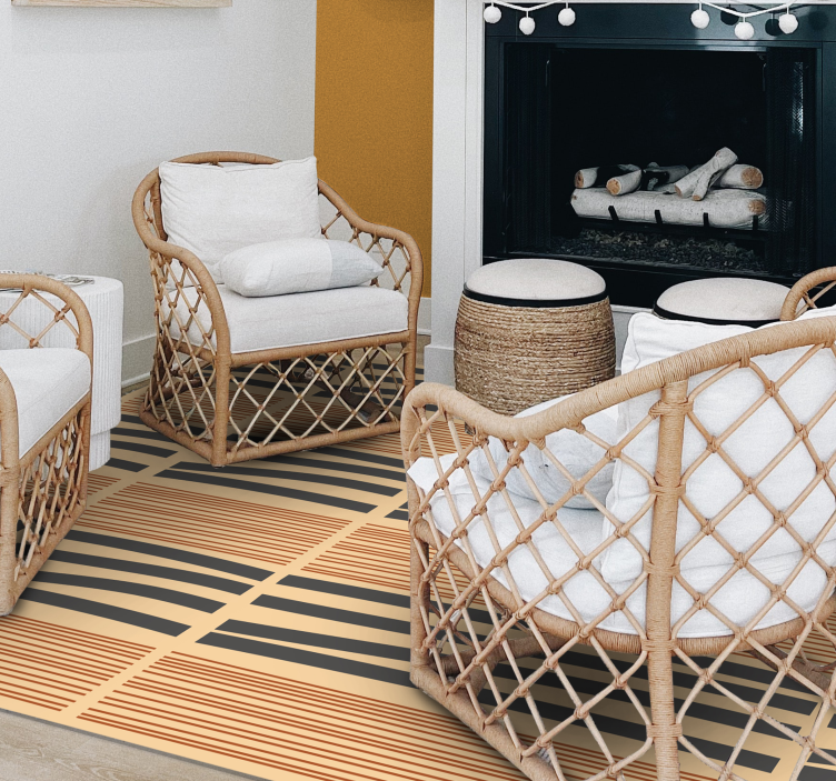 Gelaagde gestreepte elegantie vinyl tapijt slaapkamer - TenStickers