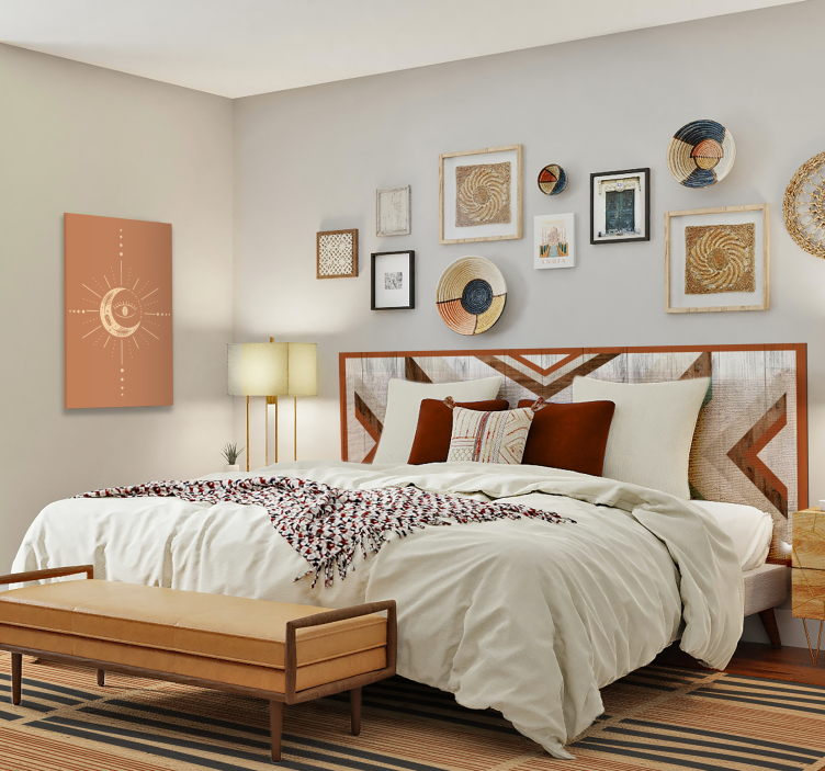 Gelaagde gestreepte elegantie vinyl tapijt slaapkamer - TenStickers