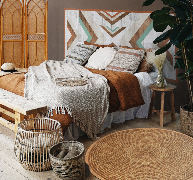 Elegant bruin patroon vinyl tapijt mandala - TenStickers