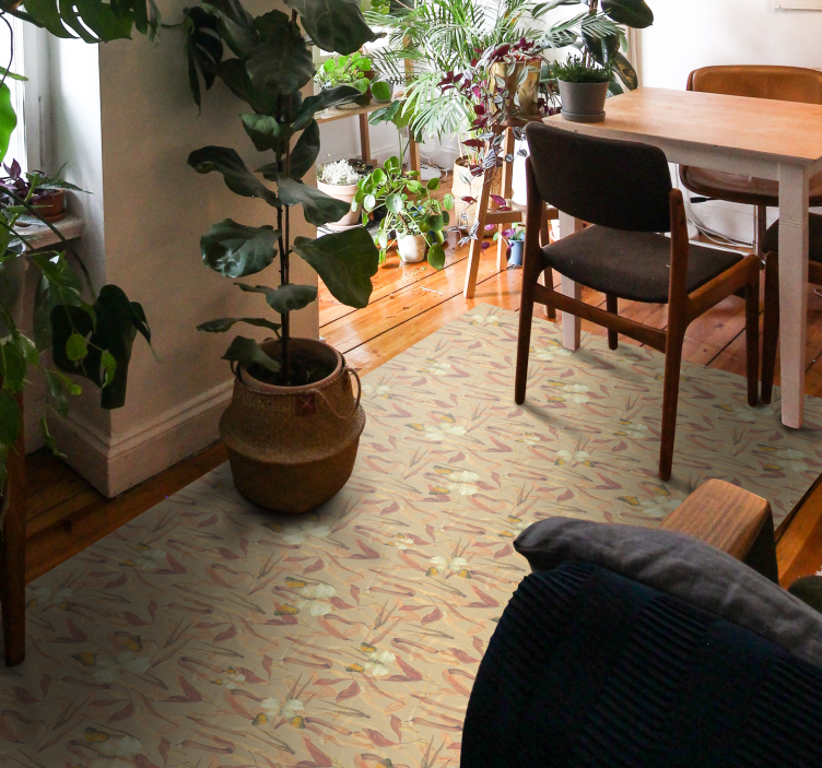 Vinyl tapijt herfst stijl bloemen en vlinders - TenStickers