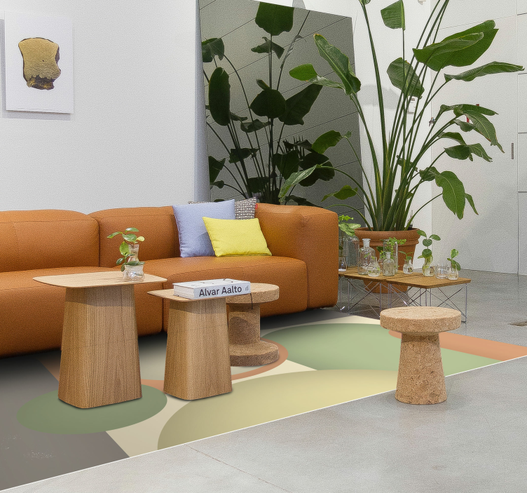 Hedendaagse cirkelvormige patronen vinyl tapijt modern - TenStickers