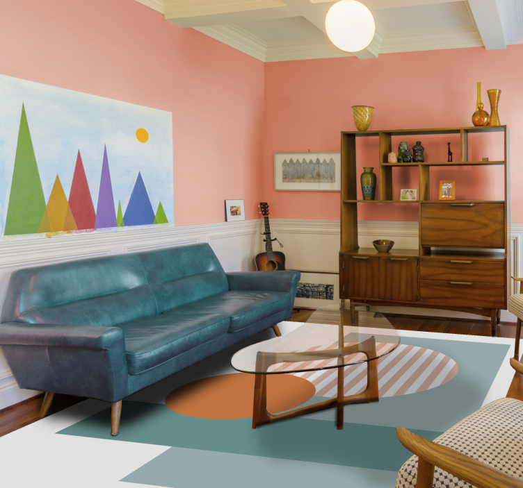 Zonnige geometrische cirkels vinyl tapijt modern - TenStickers