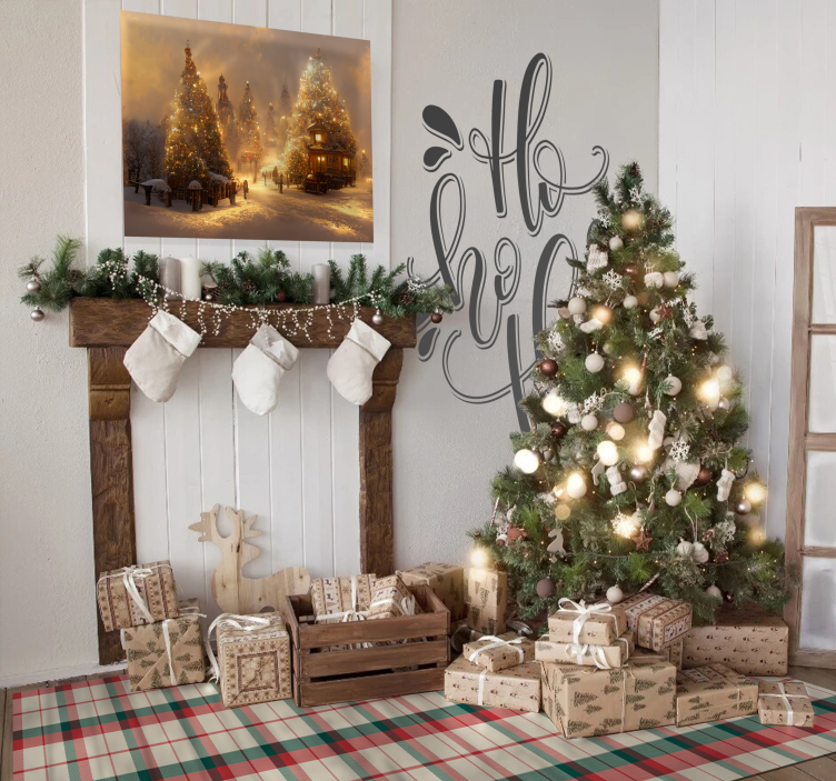 Vinyl tapijt kerst Tartan - TenStickers