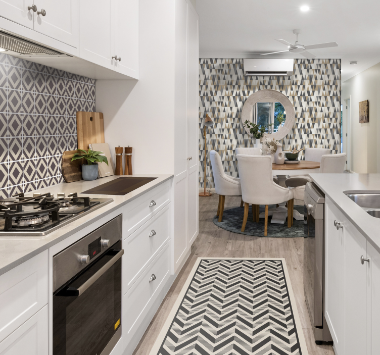 Klassiek chevronmotief vinyl tapijt geometrisch - TenStickers