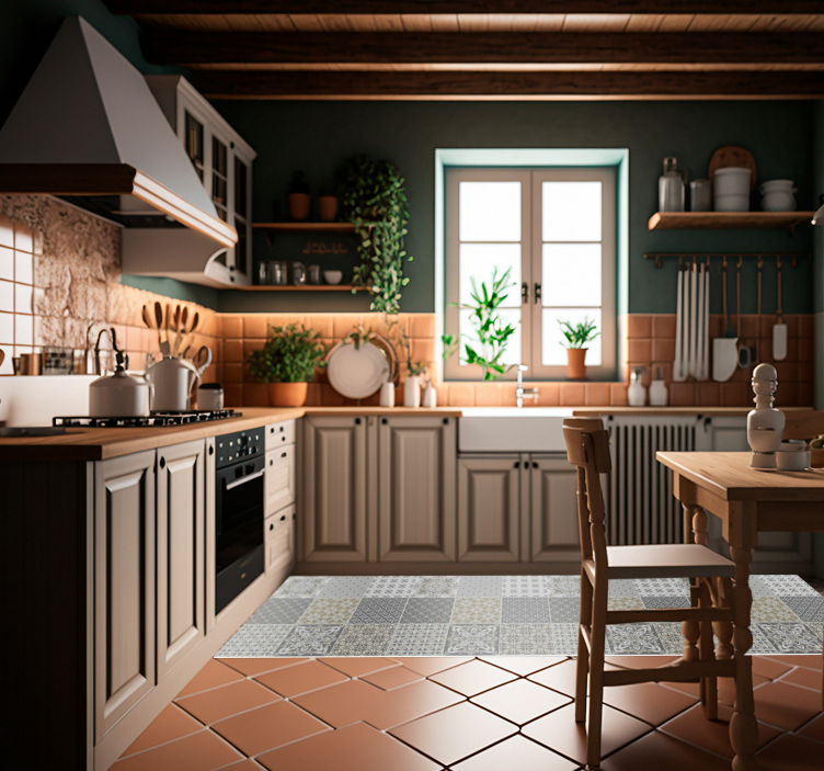 Hydraulische tegels vinyl vloerkleed tegeleffect - TenStickers