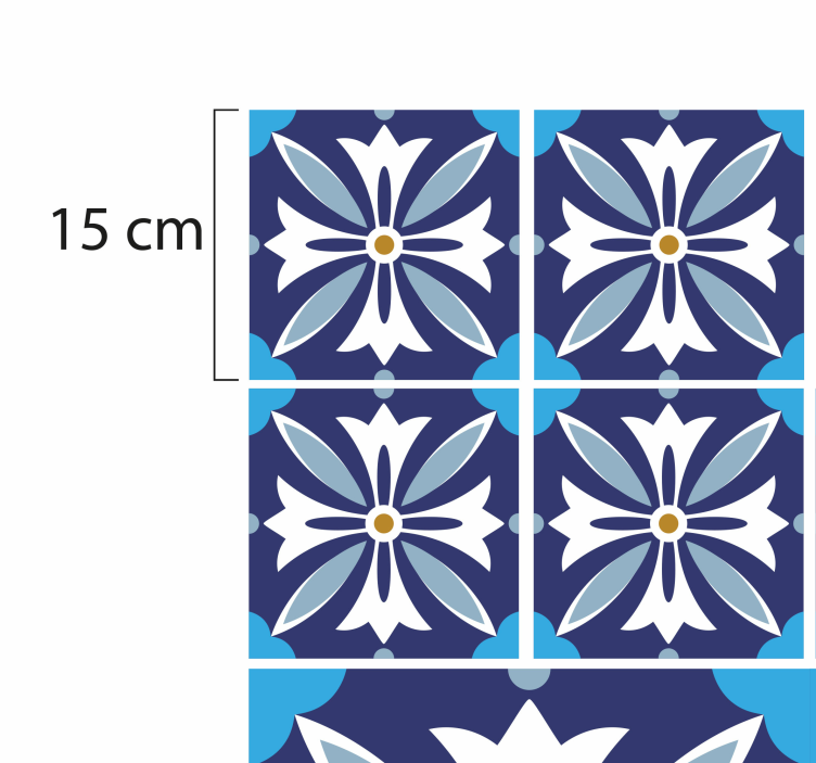 Keramisch bloemmotief vinyl tapijt tegels - TenStickers