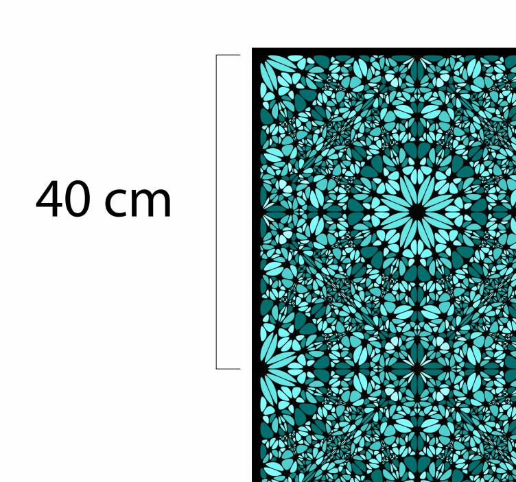Geometrische bloemenreeks vinyl tapijt turquoise - TenStickers