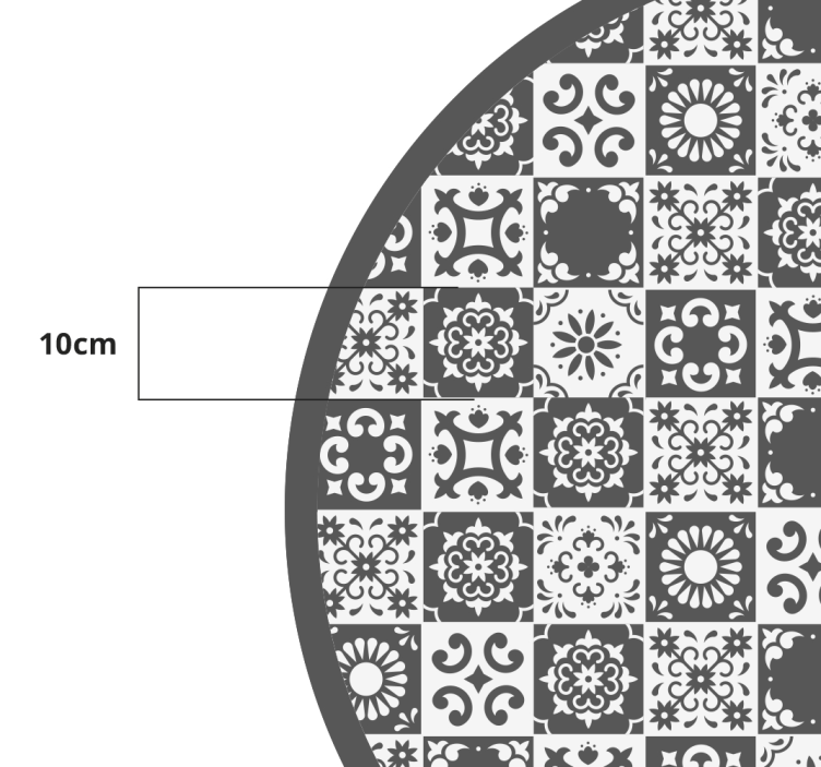 Grijze Iberische tegels Rond vinyl tapijt - TenStickers