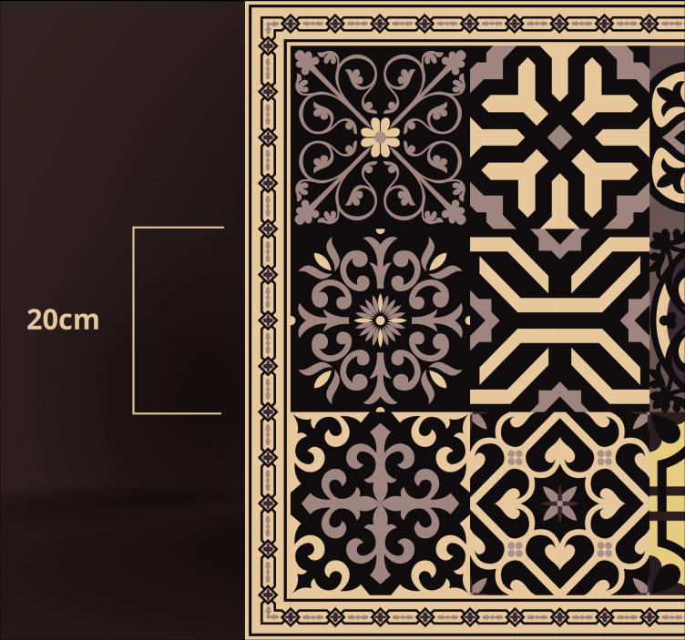 Hydraulische tegels vinyl tapijt Zwarte cementstaarten - TenStickers