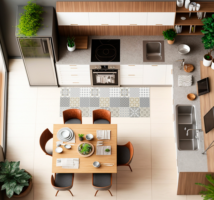 Hydraulische tegels vinyl vloerkleed tegeleffect - TenStickers