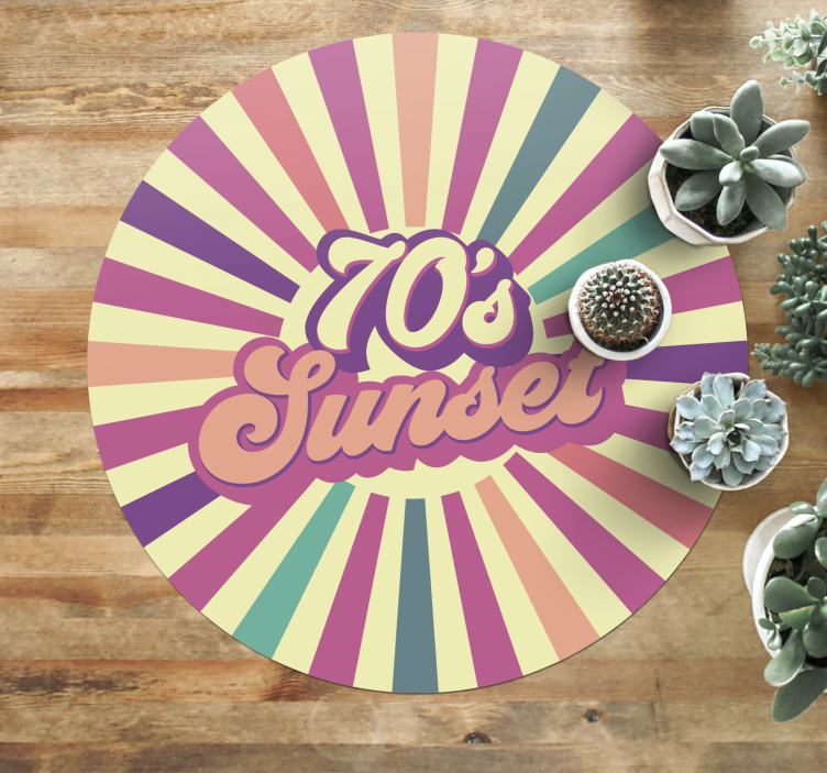 70s zonsondergang vibes vinyl tapijt zinnen en teksten - TenStickers