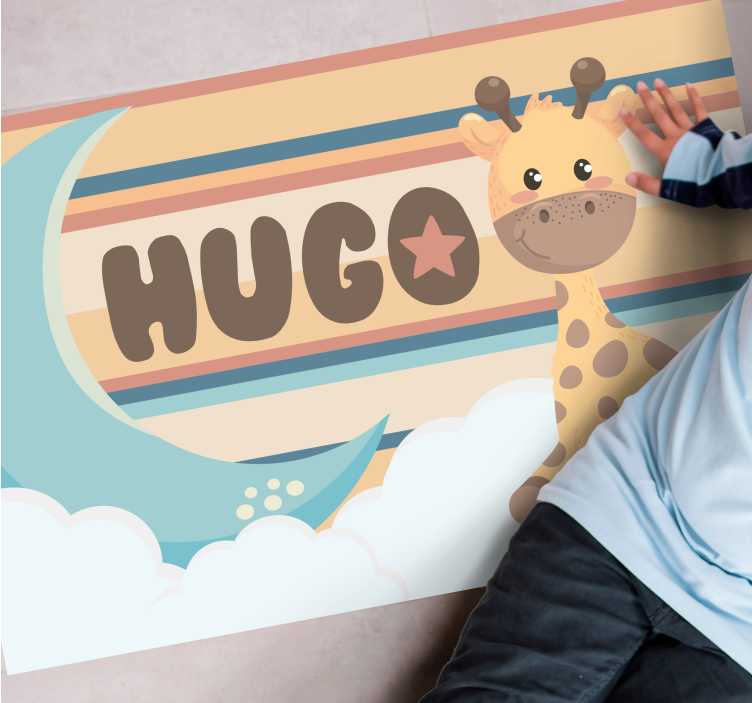 Giraffenontwerp vinyl tapijt met naam - TenStickers