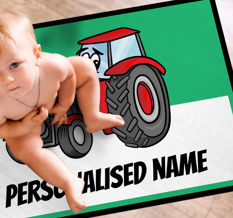Aangepaste tractorafbeelding vinyl tapijt met naam - TenStickers