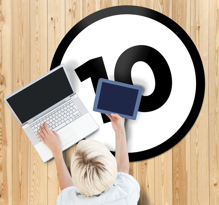 Aanpasbaar Cirkelvormig Nummer Vinyl tapijt slaapkamer - TenStickers