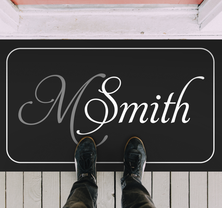 Aanpasbaar monogram vinyl tapijt met naam - TenStickers