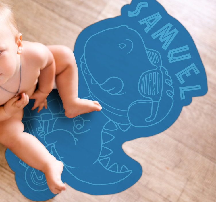Aanpasbare dino vinyl tapijt met naam - TenStickers