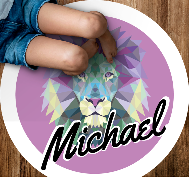 Aanpasbare leeuw vinyl tapijt met naam - TenStickers