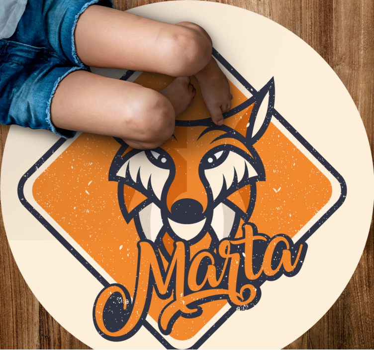 Aanpasbare slimme vos vinyl tapijt met naam - TenStickers