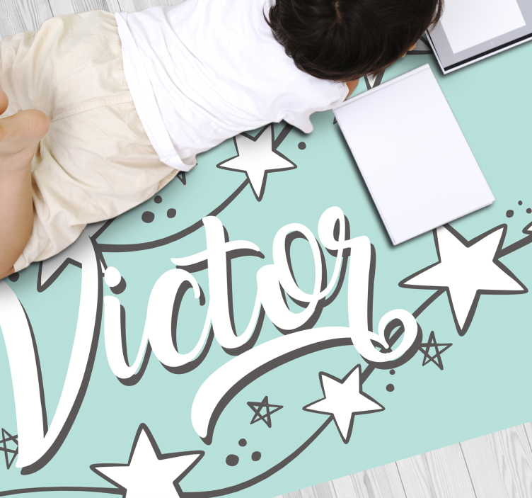 Aanpasbare sterrenstof vinyl tapijt met naam - TenStickers