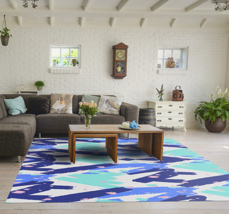 Abstract camouflagepatroon vinyl tapijt woonkamer - TenStickers
