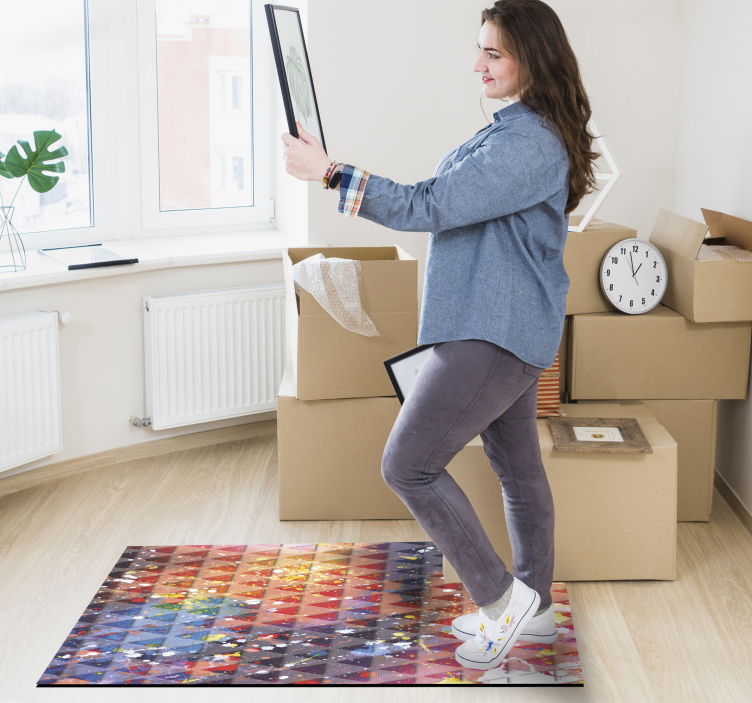 Abstract driehoeken mozaïek patroon vinyl tapijt - TenStickers