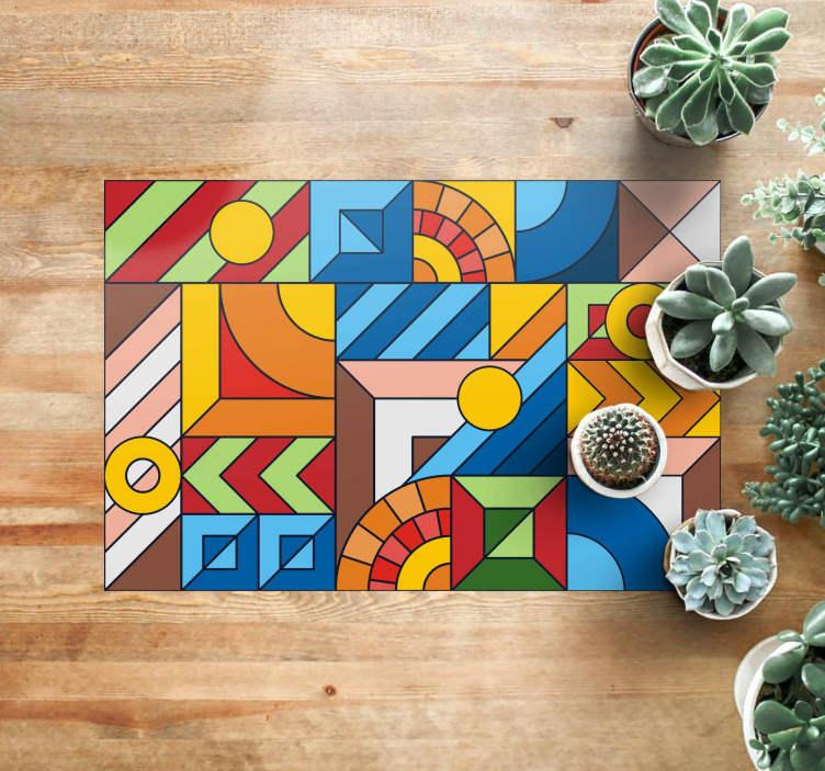 Abstracte geometrie vinyl tapijt geometrisch - TenStickers