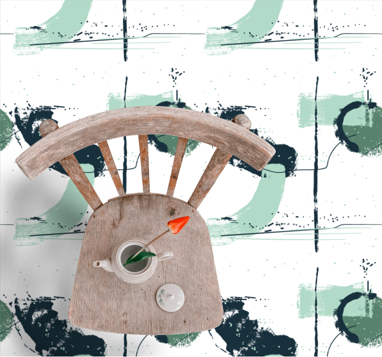 Abstracte groene strepen vinyl tapijt minimalistisch - TenStickers