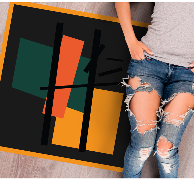 Abstracte kleursegmenten vinyl tapijt modern - TenStickers