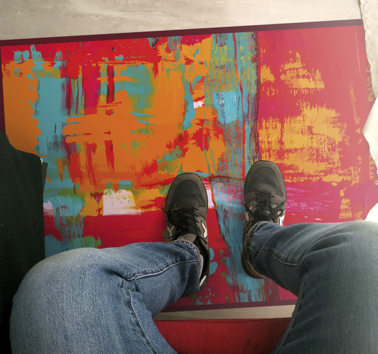 Abstracte schilderstreken vinyl tapijt geometrisch - TenStickers